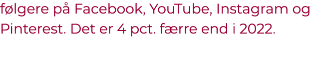 f lgere p Facebook, YouTube, Instagram og Pinterest. Det er 4 pct. f rre end i 2022. 
